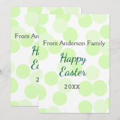Happy Easter gray green polka dots family name シーズンカード (正面/裏面)