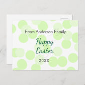 Happy Easter gray green polka dots family name シーズンポストカード (正面/裏面)
