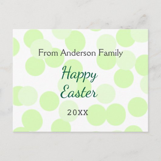 Happy Easter gray green polka dots family name シーズンポストカード (正面)