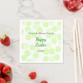 Happy Easter gray green polka dots family name スタンダードカクテルナプキン (インサイチュ)