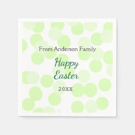 Happy Easter gray green polka dots family name スタンダードカクテルナプキン
