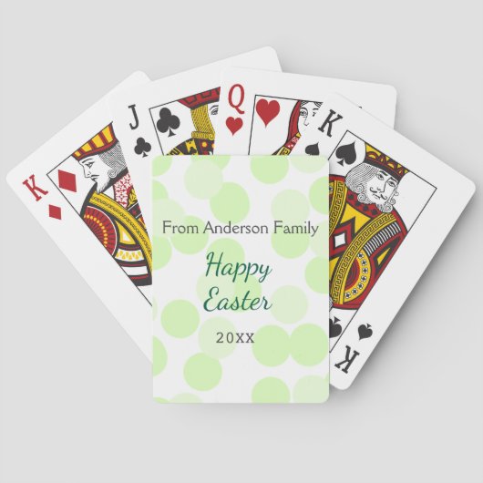 Happy Easter gray green polka dots family name トランプ (裏面)