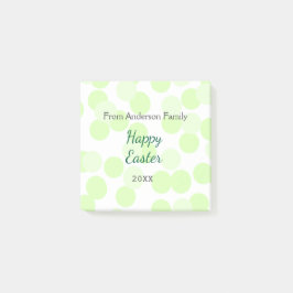 Happy Easter gray green polka dots family name ポストイット