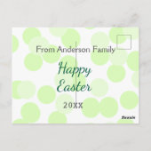 Happy Easter gray green polka dots family name ポストカード (裏面)