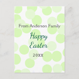 Happy Easter gray green polka dots family name ポストカード