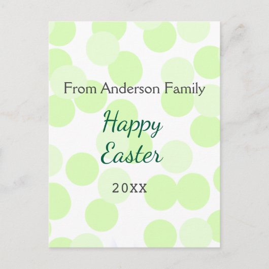 Happy Easter gray green polka dots family name ポストカード (正面)