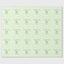 Happy Easter gray green polka dots family name ラッピングペーパー