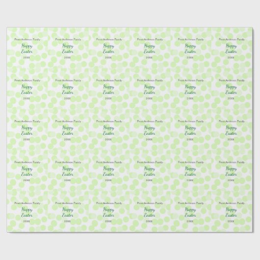 Happy Easter gray green polka dots family name ラッピングペーパー (フラット)