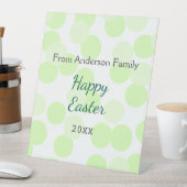 Happy Easter gray green polka dots family name 台座サイン (インサイチュ)