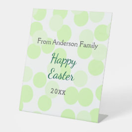 Happy Easter gray green polka dots family name 台座サイン