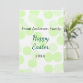 Happy Easter gray green polka dots family name 招待状 (スタンド正面)