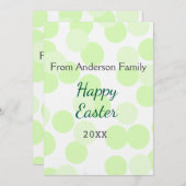 Happy Easter gray green polka dots family name 招待状 (正面/裏面)