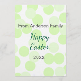 Happy Easter gray green polka dots family name 招待状