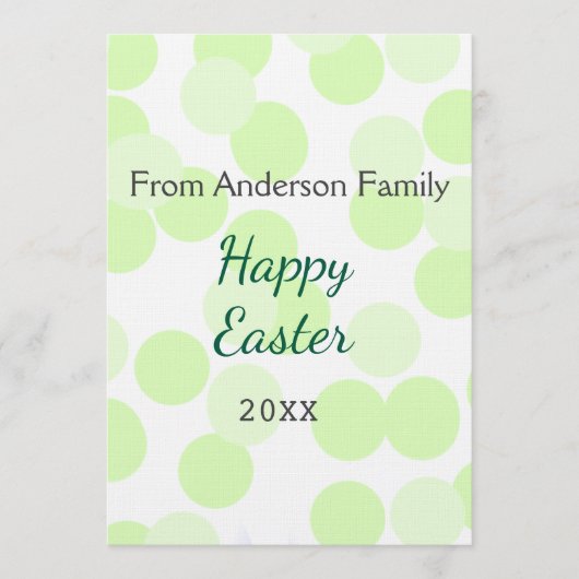 Happy Easter gray green polka dots family name 招待状 (正面)