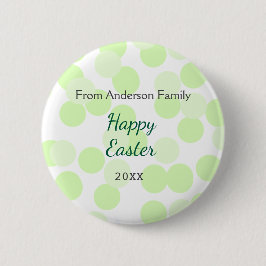 Happy Easter gray green polka dots family name 缶バッジ