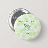 Happy Easter gray green polka dots family name 缶バッジ (正面&裏面)