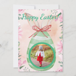 Happy Easter- green egg with photo Invitation 招待状