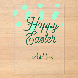 Happy Easter green eggs pastel name date simple  アクリル招待状