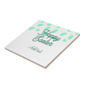 Happy Easter green eggs pastel name date simple  タイル (側面)