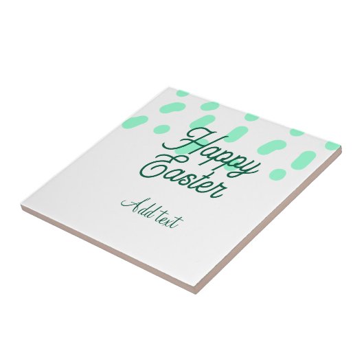Happy Easter green eggs pastel name date simple  タイル (側面)