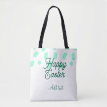 Happy Easter green eggs pastel name date simple 