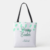 Happy Easter green eggs pastel name date simple  トートバッグ (裏面)
