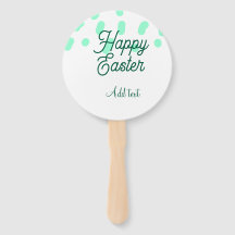 Happy Easter green eggs pastel name date simple 