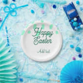 Happy Easter green eggs pastel name date simple  ペーパープレート (パーティー)
