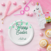 Happy Easter green eggs pastel name date simple  ペーパープレート (パーティー)