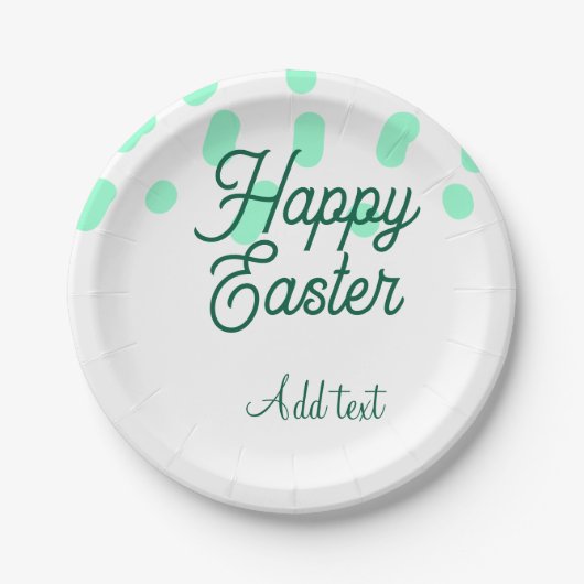 Happy Easter green eggs pastel name date simple  ペーパープレート (正面)