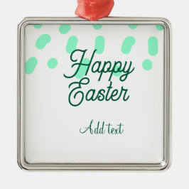 Happy Easter green eggs pastel name date simple  メタルオーナメント