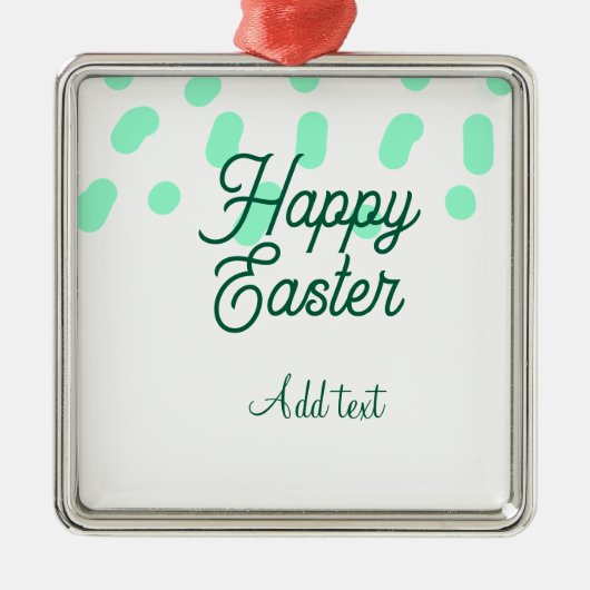 Happy Easter green eggs pastel name date simple  メタルオーナメント (正面)