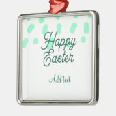 Happy Easter green eggs pastel name date simple  メタルオーナメント (左)