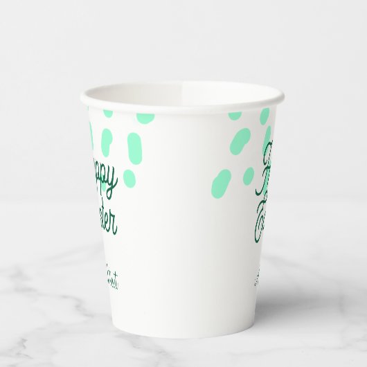 Happy Easter green eggs pastel name date simple  紙コップ (左)