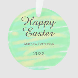 Happy Easter green yellow pastel gray name year  オーナメント