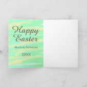Happy Easter green yellow pastel gray name year  カード (内部)