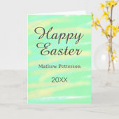 Happy Easter green yellow pastel gray name year  カード (黄色い花)