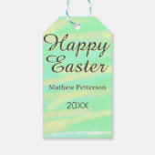 Happy Easter green yellow pastel gray name year  ギフトタグ (裏面)