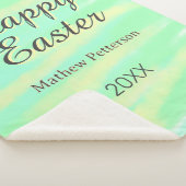 Happy Easter green yellow pastel gray name year  シェルパブランケット (3/4)