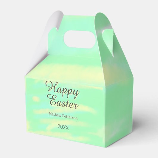 Happy Easter green yellow pastel gray name year  フェイバーボックス (正面サイド)