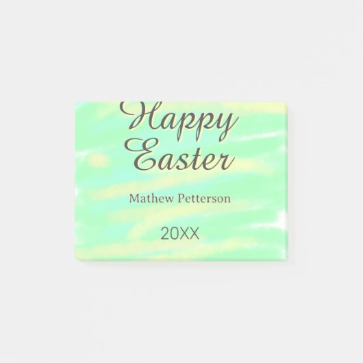 Happy Easter green yellow pastel gray name year  ポストイット (正面)