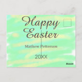 Happy Easter green yellow pastel gray name year  ポストカード (裏面)