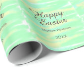 Happy Easter green yellow pastel gray name year  ラッピングペーパー (ロールコーナー)