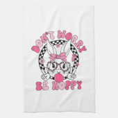 Happy Easter Groovy Bunny Face Don't Worry Be Hopp キッチンタオル (縦)