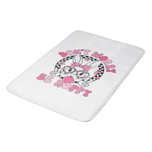 Happy Easter Groovy Bunny Face Don't Worry Be Hopp バスマット (アングル)