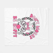 Happy Easter Groovy Bunny Face Don't Worry Be Hopp フリースブランケット (正面(横))