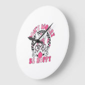 Happy Easter Groovy Bunny Face Don't Worry Be Hopp ラージ壁時計 (傾斜)