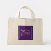 Happy Easter He Has Risen Bible Verse Dark Purple ミニトートバッグ (裏面)