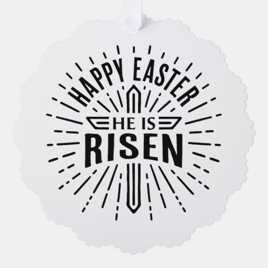 Happy Easter He is risen cross オーナメントカード (正面)