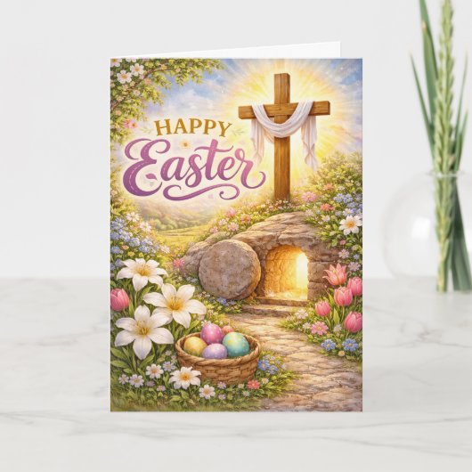 Happy Easter He Is Risen Garden Eggs シーズンカード (正面)